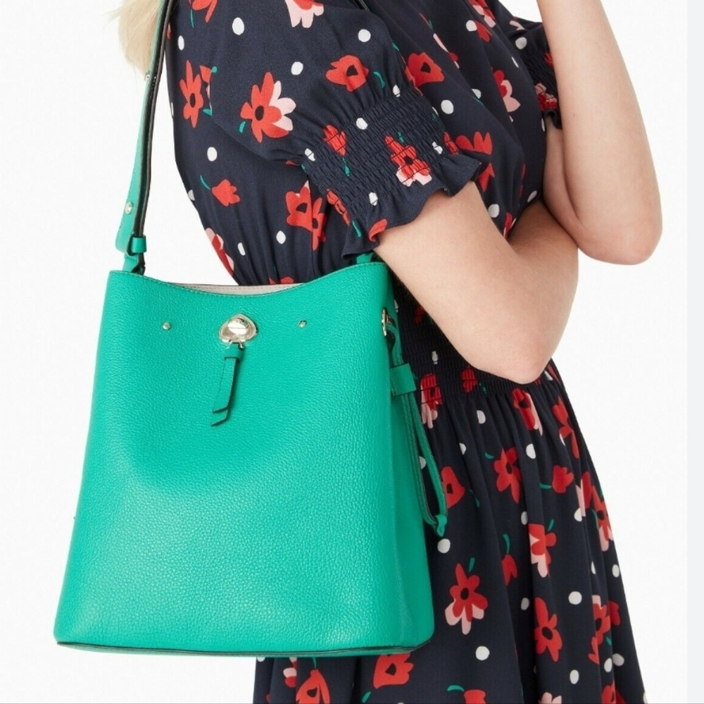 NWT Kate Spade large bucket marti green leather (snow pea) New!